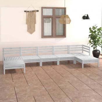 VidaXL 7 Piece Patio Lounge Set White Solid Pinewood