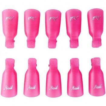 Kit de 10 cubiertas para eliminar geles semipermanentes Fucsia