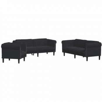 Set salon moderne en velours noir : 3 canapés + 2 fauteuils – VidaXL