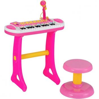 Clavier piano 31 notes pour enfants + tabouret + micro (rose)
