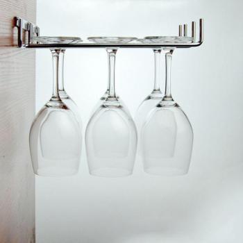 Unilateral 2-Row Under-Cabinet Metal Wine Glass Holder
