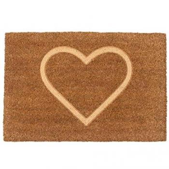 60cm x 40cm Brown Heart Embossed Coir Door Mat