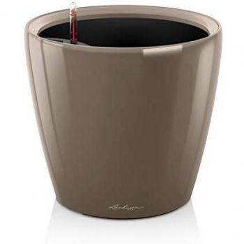 Maceta Autorriego Lechuza Clásico Premium 35 cm Taupe Brillante - Kit Completo