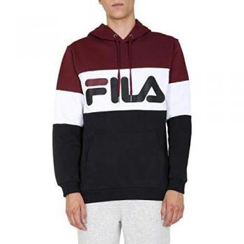 FILA Felpa a manica lunga per uomo, modello Night Blocked, colore Bordeaux