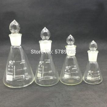 Lab Conical Flask Borosilicate Glass with Frosted Plug - 100ml