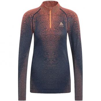 Maglia Intima Donna Odlo Blackcomb Half Zip Manica Lunga Blu Scuro - M
