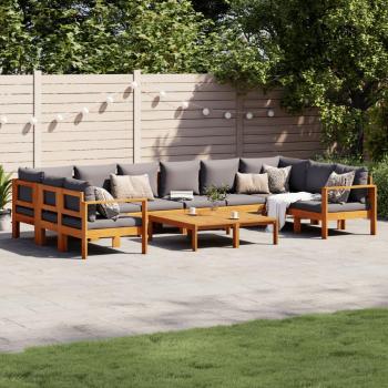 Salon Acacia Bois Massif – Canapé Modulable 8×Coussins