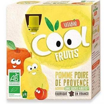 Vitabio Cool Fruits - Compote de Pomme Poire Acerola, 4x90g - Certifié Biologique