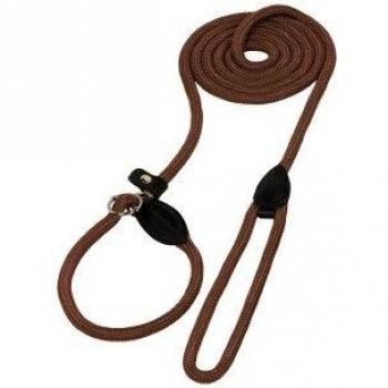 Laisse Nobby Ronde 9 mm en Nylon/Cuir – 170 cm, Pour Chien Brun