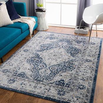 Surya Teppich VIENNA, rechteckig, Höhe: 10 mm, Boho Kurzflor Orientteppich, Wohnzimmer, Schlafzimmer, Blau