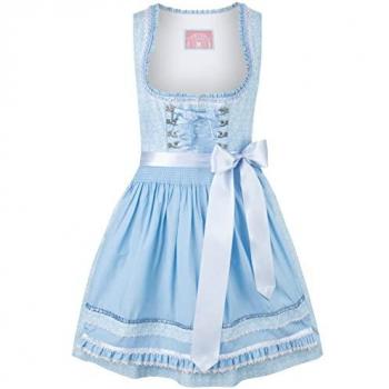 Stockerpoint Damen Mini Dirndl Kim, Hellblau, Gr. 30 aus 100% Baumwolle