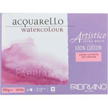 Fabriano Artistico Extra White Watercolor Block - 9 x 12 Hot Pressed