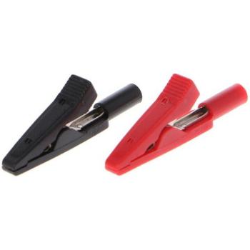 Adaptateur Test 2 mm, Pince Crocodile Isolée, 2 pièces, Noir/Rouge