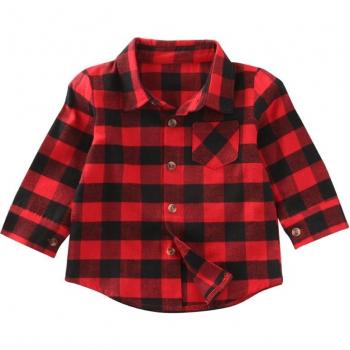 1-7Y Kinder Langarm Plaid Bluse - Baumwollhemd für Jungen und Mädchen