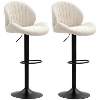 Chaises de bar pivotantes en forme de coquillage - Set de 2 - Acier noir