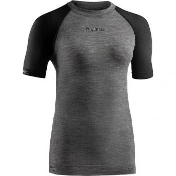 Camiseta de trail Lurbel Move para mujer, manga corta, gris y negro