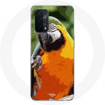 Oppo A74 Macaw Parrot Orange Green Case
