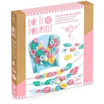Vyrob si sám - vyšívané kvetinové náhrdelníky DJECO Kreatívny set DIY 3 náhrdelníky Flora
