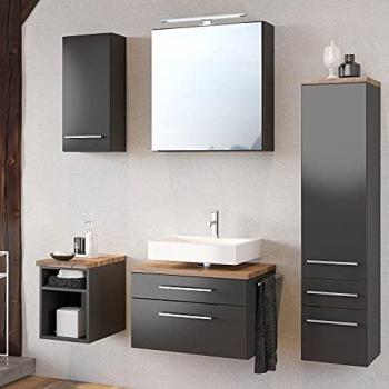 Waschtisch-Set 60 cm inkl. Spiegelschrank Davos Grau von Held Möbel