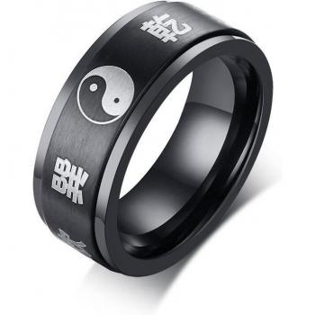 Men's 8MM Ba Gua Feng Shui Spinner Ring