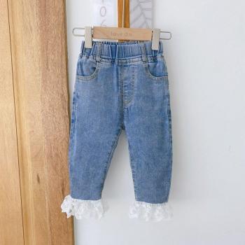 Princess Lace Trim Denim Pants for Girls - Kids Autumn Trousers S11077