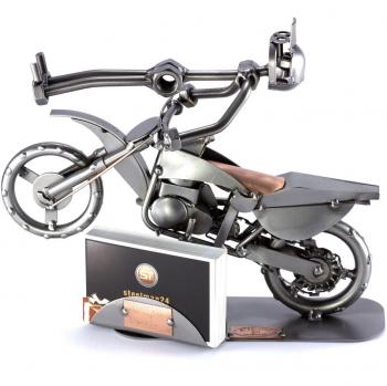 Metallic Steelman24 Freestyle-Motocross Figur mit Visitenkartenhalter