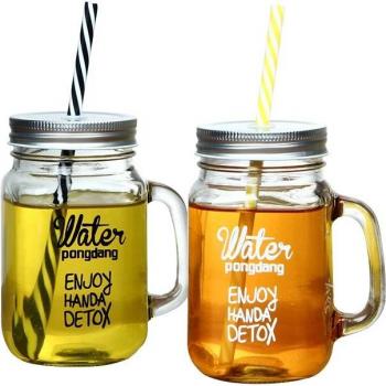 500ml Glass Mason Jar with Handle