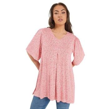 Women's Red Ditsy Floral Pleated Front Top (Size 20)