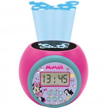 Reloj Despertador Proyector Minnie – Alarma, Snooze y pantalla LCD en rosa