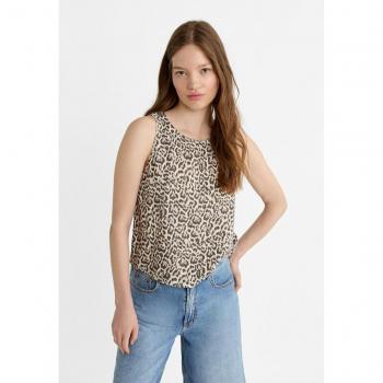 Stradivarius Fließendes Racerback-Top im Leopardenmuster Beige L