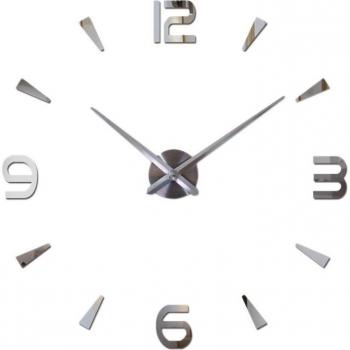 New3D Large Frameless Silent Quartz Wall Clock Kit with Mirror Number Stickers for Bedroom Decor