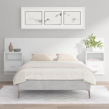 VidaXL White Cabinet-Integrated Bed Headboard