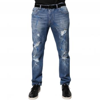 Dolce & Gabbana Slim‑Fit Blue Ripped Skinny Jeans – 3XL