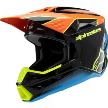 Alpinestars Casco de Motocross Niños SM3 Fray ECE06 Negro-Naranja-Amarillo Flúor