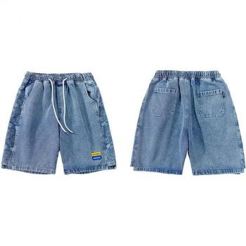Summer Mens Denim Patchwork Paisley HipHop Shorts