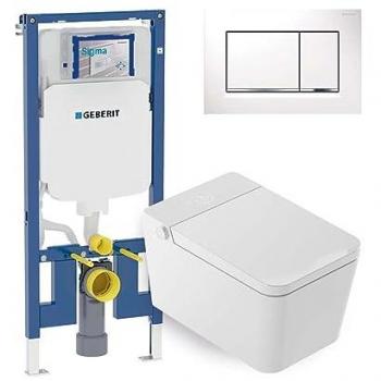 WC Giapponese Sospeso Isla Bianco: Risciacquo a Acqua, Asciugatura ad Aria, Modulo Duofix 8 cm
