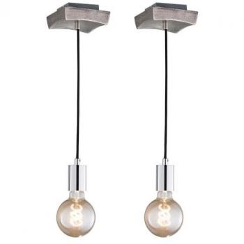 Lampada a Sospensione Retro in Cromo e Nero