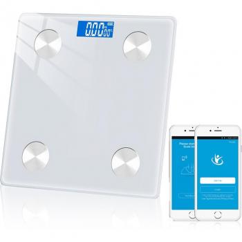 Balance de salle de bain IMC intelligent avec analyseur de graisse corporelle et connexion Bluetooth LED