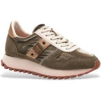 Blauer Sneaker Bassa USA Tinta Beige Chiaro e Marrone Oliva