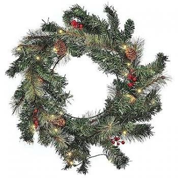 Festone Natalizio Sintetico con Luci LED 60 cm Verde Natale