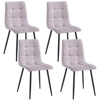 Set di 4 sedie trapuntate in tessuto grigio chiaro modello Chris