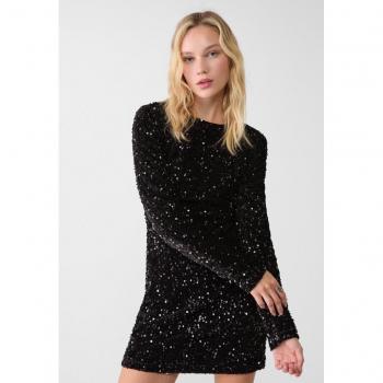 Vestito corto nero con paillettes e schiena scoperta M