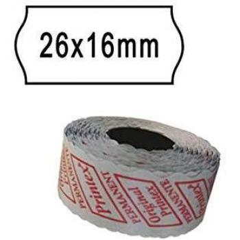 Rotolo da 1000 etichette per prezzatrice Printex sagomate 26x16 mm bianco removibile con. 10 rotoli - 2616sbr7