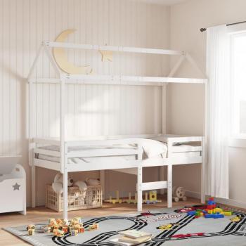 VidaXL High Sleeper Bed without Mattress, White, 80x200 cm, Solid Wood, Pine