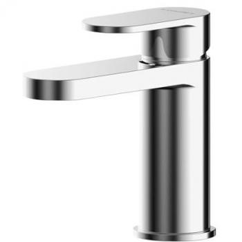 Round Mini Mono Basin Mixer Tap Push Button Waste Chrome