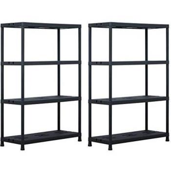 VidaXL Storage Shelf Racks 2 pcs Black 485 lb 35.4x15.7x54.3 Plastic