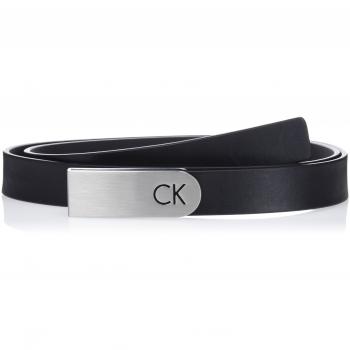 Calvin Klein Ck Curved Plate Belt 2.5cm, Cinturón para Mujer, Negro
