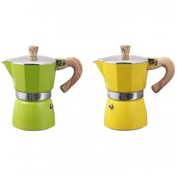 Cafetera Moka de Aluminio 3 Tazas - Amarillo y Verde
