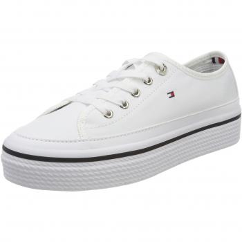 Tommy Hilfiger Damen Corporate Flatform Sneaker, Weiß (White 100), 41 EU