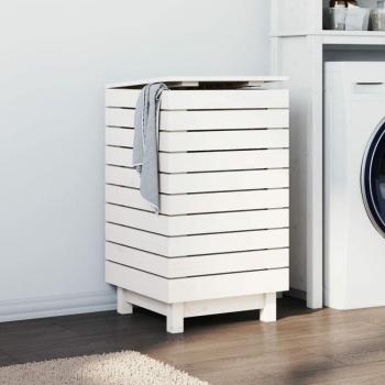 Cesto di Bucato Bianco 44x44x76 cm in Legno Furniture Limited